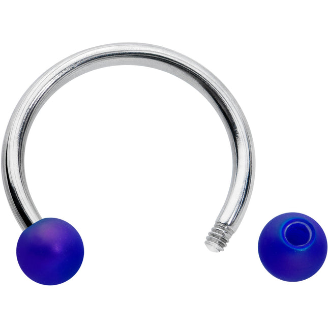 16G 3/8 Matte Blue Aurora Horseshoe Circular Barbell