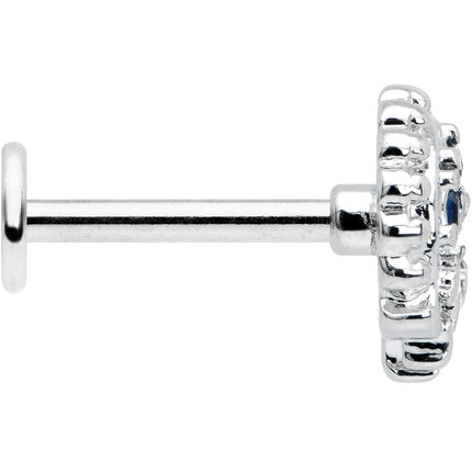 16G 5/16 Blue Clear Gem Abstract Arch Labret Monroe Tragus