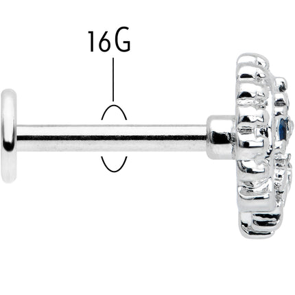 16G 5/16 Blue Clear Gem Abstract Arch Labret Monroe Tragus