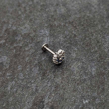 16G 5/16 Blue Clear Gem Abstract Arch Labret Monroe Tragus
