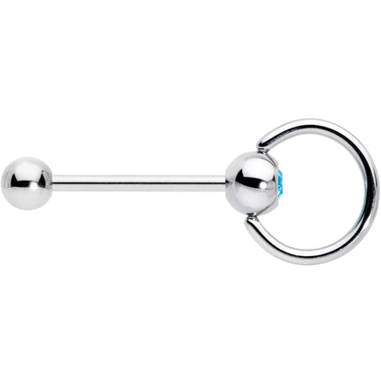 Blue Gem 316L Surgical Steel Captive Ring End Barbell Tongue Ring