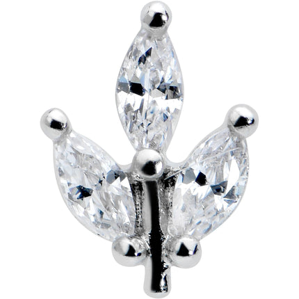 16G 5/16 Clear CZ Gem Threadless Leaves Labret Monroe Tragus