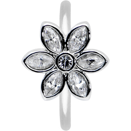 20G 5/16 Clear Gem Fancy Flower Seamless Nose Hoop