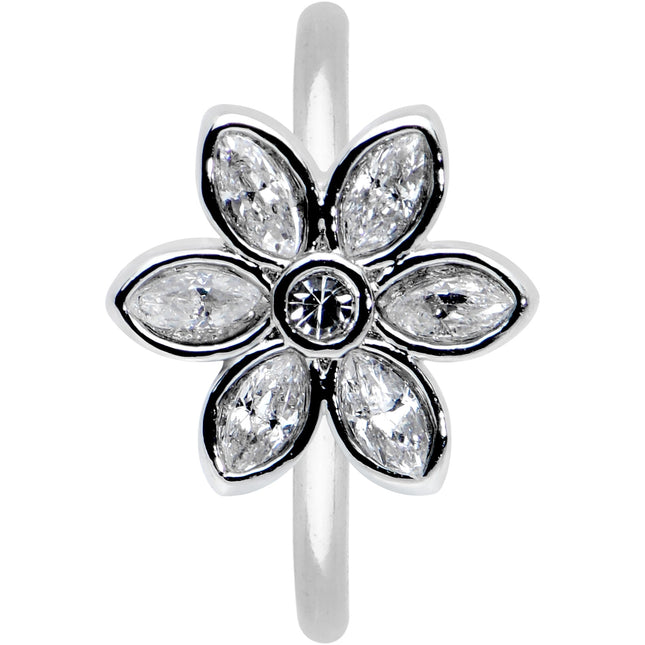 20G 5/16 Clear Gem Fancy Flower Seamless Nose Hoop