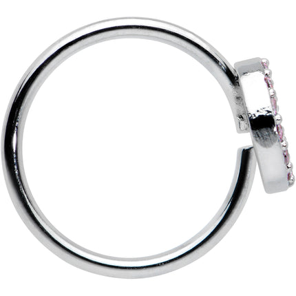 20G 5/16 Faint Pink Gem Retro Peace Sign Seamless Nose Hoop