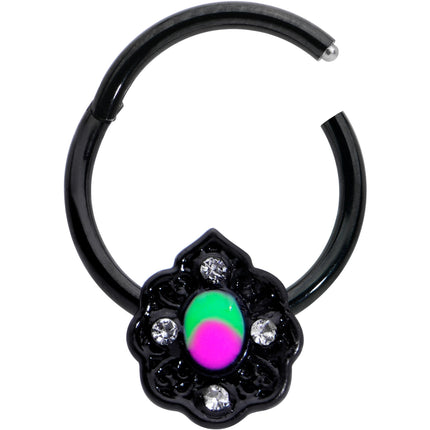 16G 3/8 Purple Tourmaline Black Lacy Drop Hinged Segment Ring