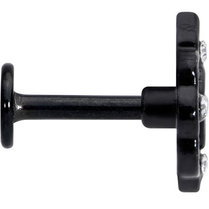 16G 1/4 CZ Faux Tourmaline Black Lacy Drop Labret