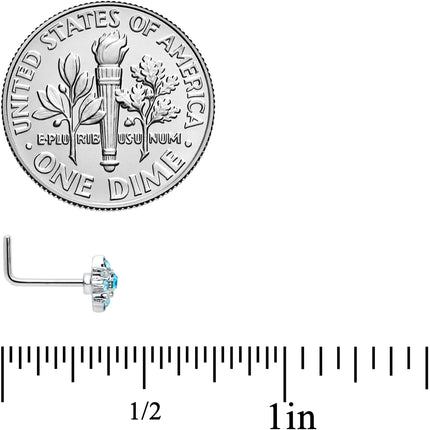 20G 7mm Blue Clear Gem Stylish Snowflake L Shape Nose Ring