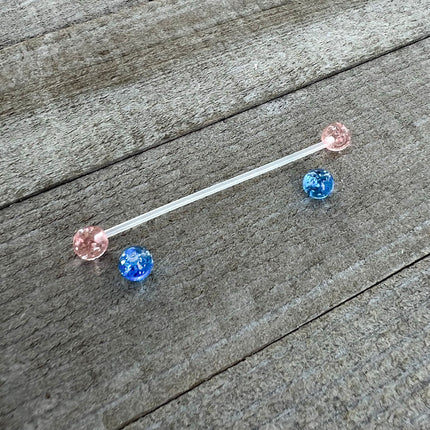 Pink Blue Glitter Glamour PTFE Pregnancy Belly Ring
