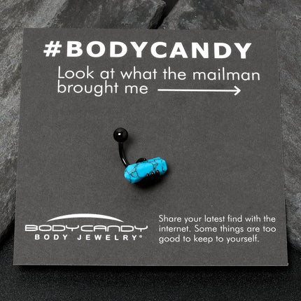 Blue Turquoise Stone Black Claw Belly Ring