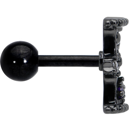 16G 1/4 Purple Gem Black Gothic Hourglass Cartilage Tragus Earring