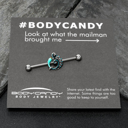 14G Leaping Blue Dolphin Industrial Barbell 38mm