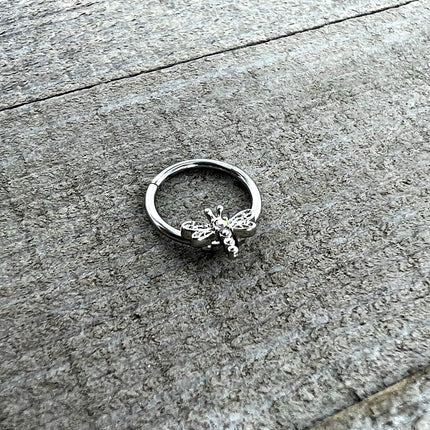 16G 3/8 Aurora Gem Dragonfly Flying Hinged Segment Ring