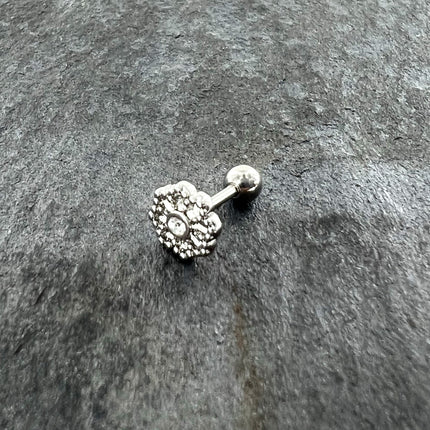 16G 1/4 Clear Gem Baroque Fabulous Flower Cartilage Tragus Earring