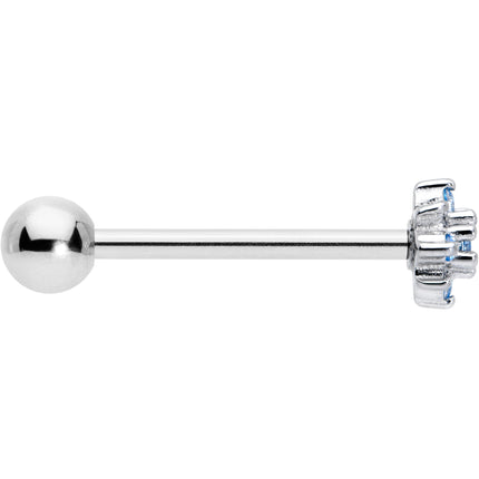 Blue Clear Gem Stylish Snowflake Barbell Tongue Ring