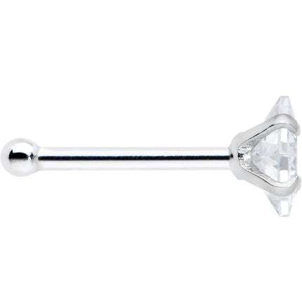 20G 1/4 Clear CZ Gem Square 3mm Simple Glam Nose Bone