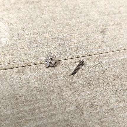16G 5/16 Clear CZ Gem Leafy Branch Threadless Labret Monroe Tragus