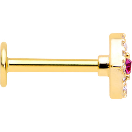 16G 5/16 Clear Pink Gem Gold Tone Open Eye Labret Monroe Tragus