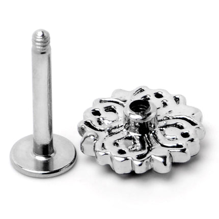 16G 5/16 Blue Clear Gem Embellished Cross Labret Monroe Tragus