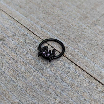 16G 3/8 Purple Gem Black Chic Crab Hinged Segment Ring