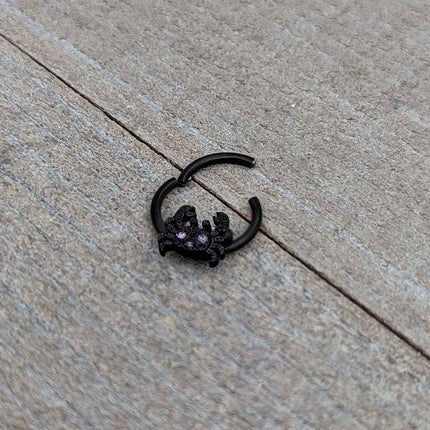 16G 3/8 Purple Gem Black Chic Crab Hinged Segment Ring