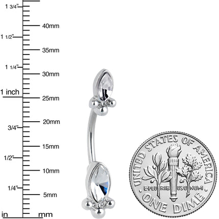 Clear Gem Art Deco Ovals Double Mount Belly Ring