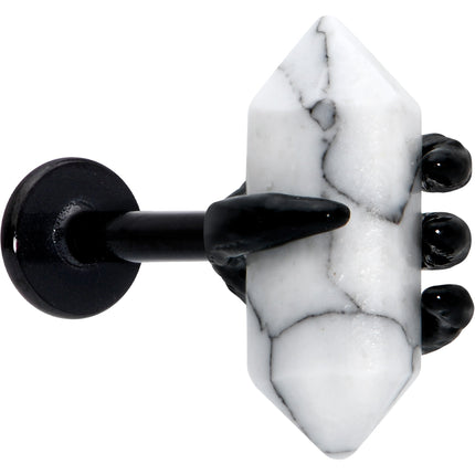 16G 5/16 White Howlite Black Claw Obelisk Labret Monroe Tragus