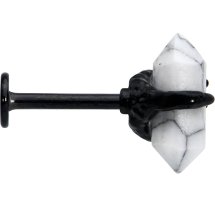 16G 5/16 White Howlite Black Claw Obelisk Labret Monroe Tragus
