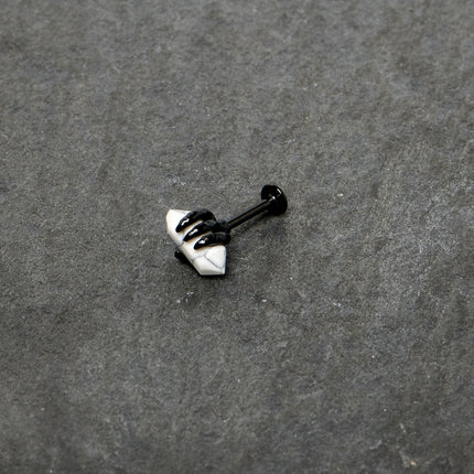 16G 5/16 White Howlite Black Claw Obelisk Labret Monroe Tragus