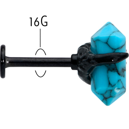 16G 5/16 Blue Turquoise Black Claw Obelisk Labret Monroe Tragus