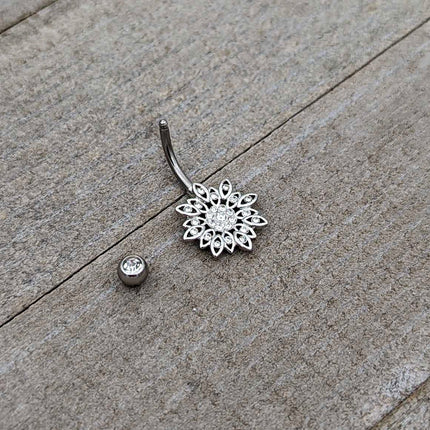 Clear Gem Rococo Starry Flower Baroque Belly Ring