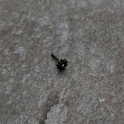 20G 1/4 Pink Gem Black Starry Flower Halloween Nose Bone