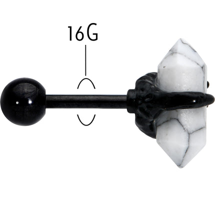 16G 1/4 White Howlite Black Claw Obelisk Cartilage Earring