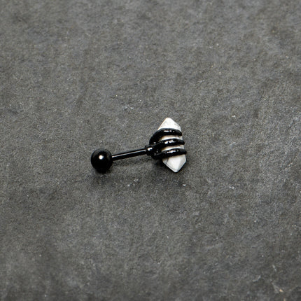 16G 1/4 White Howlite Black Claw Obelisk Cartilage Earring