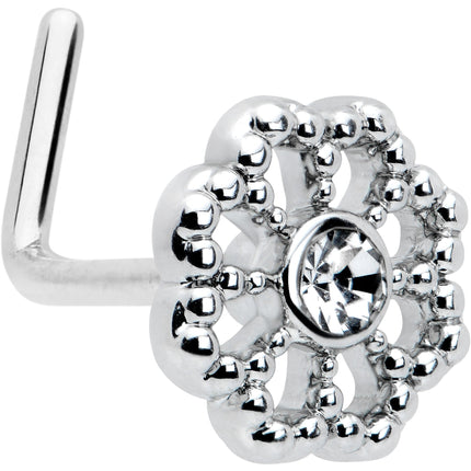20G 7mm Clear Gem Epic Fabulous Flower L Shape Nose Ring