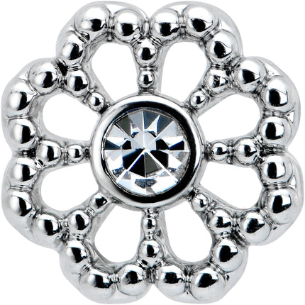 20G 7mm Clear Gem Epic Fabulous Flower L Shape Nose Ring
