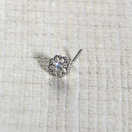 20G 7mm Clear Gem Epic Fabulous Flower L Shape Nose Ring