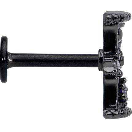 16G 5/16 Purple Gem Black Gothic Hourglass Labret Monroe Tragus