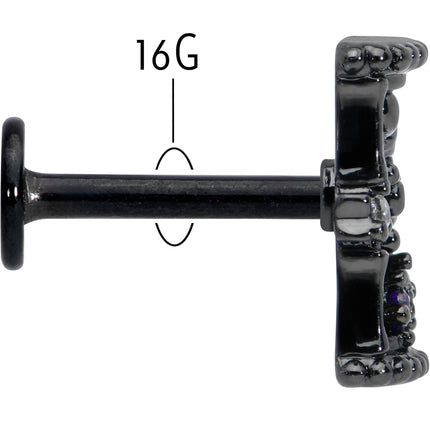 16G 5/16 Purple Gem Black Gothic Hourglass Labret Monroe Tragus
