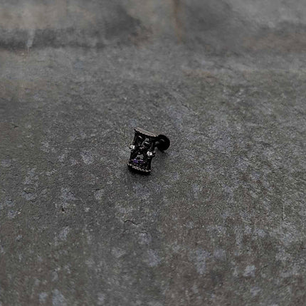 16G 5/16 Purple Gem Black Gothic Hourglass Labret Monroe Tragus