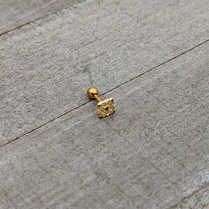 16G 1/4 Blue Gem Gold Tone Lacy Rhombus Cartilage Tragus Earring