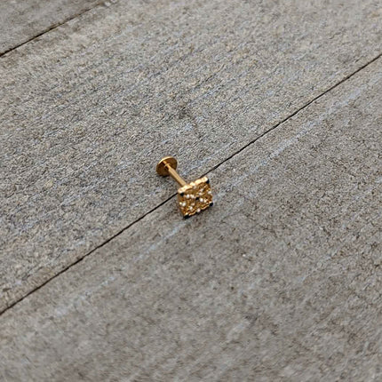16G 5/16 Blue Gem Gold Tone Lacy Rhombus Labret Monroe Tragus