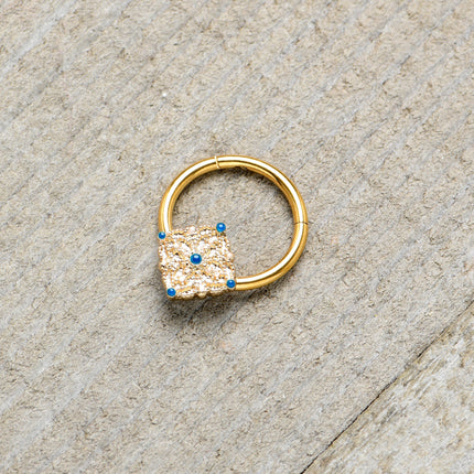 16G 3/8 Gold Tone Lacy Rhombus Hinged Segment Ring