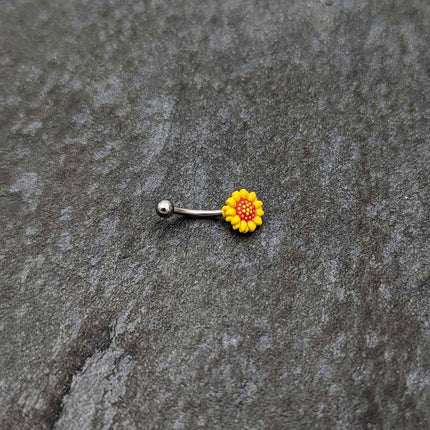 16G 5/16 Happy Sunflower Yellow Curved Eyebrow Ring