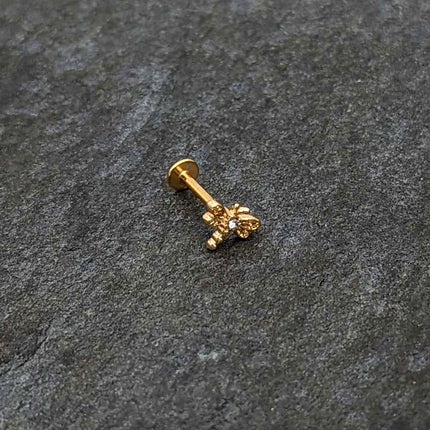 16G 5/16 Clear Gem Gold Hue Flying Dragonfly Labret Monroe Tragus