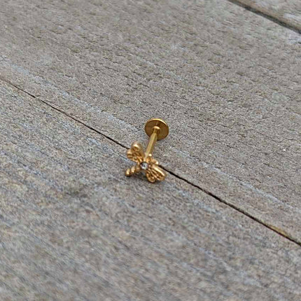 16G 5/16 Clear Gem Gold Hue Flying Dragonfly Labret Monroe Tragus