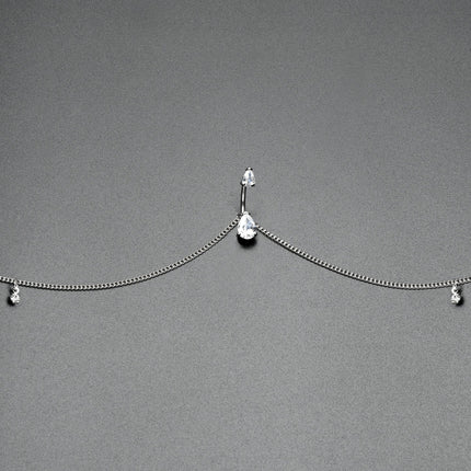 Clear Gem Double Drop Double Mount Belly Ring Belly Chain