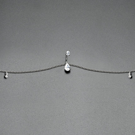 Clear Gem Double Drop Double Mount Belly Ring Belly Chain
