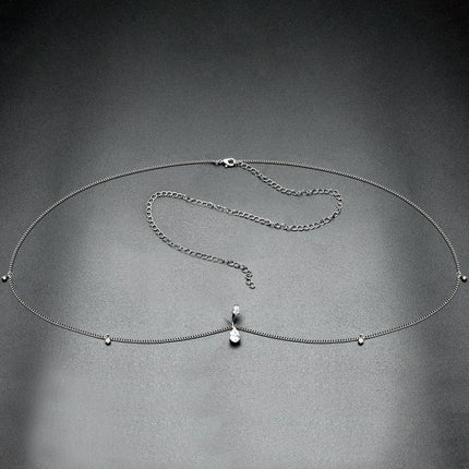 Clear Gem Double Drop Double Mount Belly Ring Belly Chain