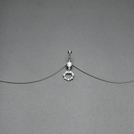 Clear Gem Wreath of Glam Dangle Belly Ring Belly Chain